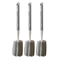 GOZENBO 御膳坊 純粹加長伸縮泡棉杯刷, 3支, 灰色