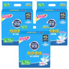 安安 乾爽柔膚成人紙尿褲, L, 13片, 3包