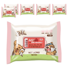 等等 Ag+銀離子寵物濕紙巾隨手包 玫瑰, 10張, 6包