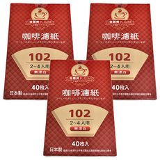 K.G.M 金嘉美 102扇形濾紙 無漂白, 3組, 40張