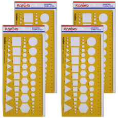 KORING 綜合正規造型繪圖尺, 黃色, 4個