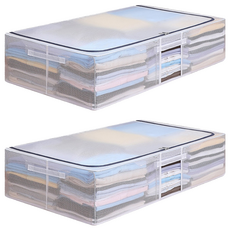 超大透明防水床底收納箱, 半透明色, 2個