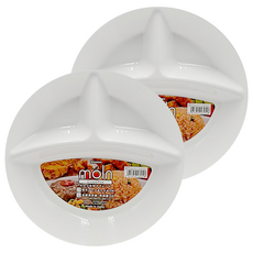 圓型3分隔餐盤 K653-1, 白色, 2個