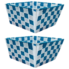 Edish 尼龍收納籃 桌上收納籃 編織收納籃 加高型, 顏色隨機, 2個