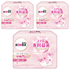 Kotex 靠得住 好菌Plus+ 衛生棉 蝶翼型 日用, 3套, 9個裝, 28cm