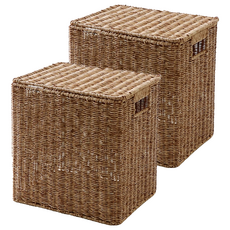 Nature Living 深型藤編附蓋籃 L號, 2個, 單色