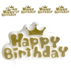 生日英文字母蠟燭 金粉皇冠, 6個