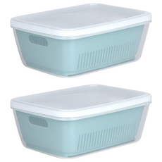 Quasi Oct銀離子濾水保鮮盒 藍色 1.2L, 2 個容器 + 2 個蓋子, 2個