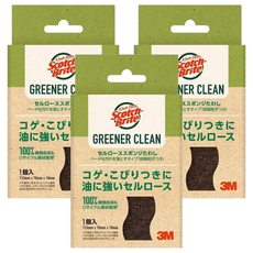 3M Scotch-Brite 百利 天然木漿棉菜瓜布 強力去汙, 再生纖維, 3個, 1個裝