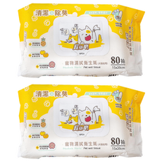 Pawluck Party 寶兒樂 寵物溼拭衛生紙 犬貓適用 20 x 15cm, 80張, 2包