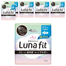 elleair 艾黎艾爾 日本原裝進口 Elis Luna Fit 超纖薄衛生棉 32.5cm, 6個, 13片, 日夜兼用型