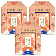 PLUS 普樂士 御守富士山 dtto friends 腸太郎橡皮擦 T36-474-1, 3個, 粉色