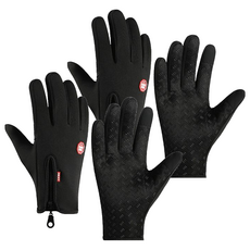 可觸控防風防水機車手套 21~22.5cm, 黑色, 2雙