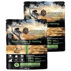 AMBROSIA 安柏希雅 無穀鮮肉全齡貓糧, 火雞肉 + 鯡魚, 100g, 2包