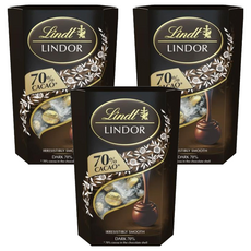 Lindt 瑞士蓮 Lindor 夾餡70%黑巧克力, 200g, 3個