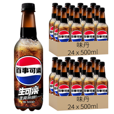 PEPSI 百事可樂 無糖生可樂, 500ml, 48個