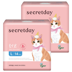 secretday NEW Love 超強吸收蝶翼衛生棉, 2套, 14片, 大型