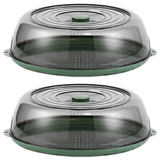 couselect 可疊堆保溫食物保鮮菜罩/微波爐加熱防濺油蓋/防蟲防塵食物罩/保溫蓋/防油蓋/防濺罩, 綠色, 2個