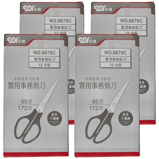 SDI 手牌 實用事務多用途剪刀 12卡裝 172mm, 0876C, 4個