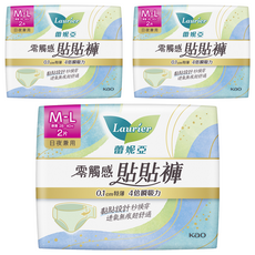 蕾妮亞 零觸感貼貼褲衛生棉 褲型, 3套, 2片, M~L