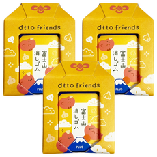 PLUS 普樂士 御守富士山 dtto friends 腸太郎 橡皮擦 T36-475-1, 3個, 黃色