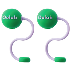 Oolab 良杯製所 泡泡糖矽膠防塵吸管蓋 細 甜酷綠, 1個, 2個