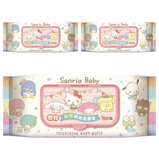 Hello Kitty 凱蒂貓 嬰兒加厚純水柔濕巾 加蓋, 100張, 3包