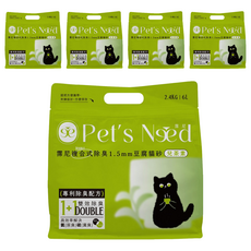 Pet's Need 霈尼寵物 複合式除臭豆腐貓砂, 兒茶素, 6L, 5包