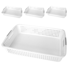 Deco 多用途長方形收納籃 3號, 白色, 4個