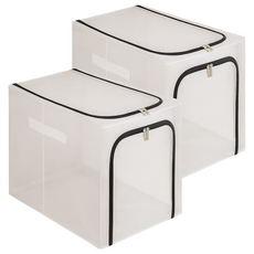 JOSIC 側開防水PVC透明收納箱 54L, 2個, 黑色