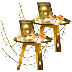 LED防水造型燈串 電池款 600cm, 星星燈串 暖白, 2個