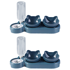 兩用雙貓碗 40 x 16.5 x 9.5cm 292g, 深藍色, 2個