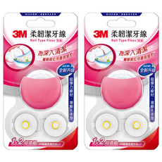 3M RTF2 柔韌潔牙線 馬卡龍造型 + 補充裝 2個 甜桃粉, 30m, 3個裝, 2組