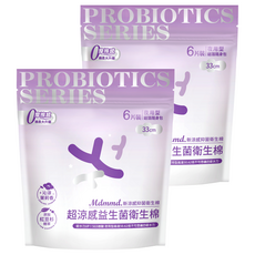 Mdmmd. 明洞國際 超涼感益生菌系列 新涼感抑菌夜用衛生棉 護翼型, 2個, 6片, 33cm