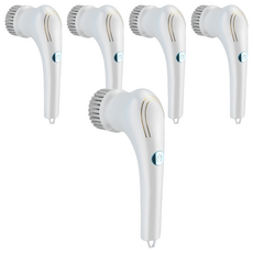 多功能電動手持洗碗刷/清潔刷/廚房衛生間污漬清潔器 附5個刷頭, 5個, 白色