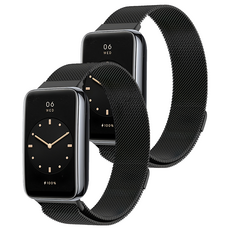 ANTIAN 米蘭尼斯金屬磁吸錶帶, 黑色, 2個