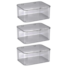 翻蓋透明收納盒, 透明灰, 3個