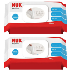 NUK 濕紙巾 掀蓋式, 80張, 2包