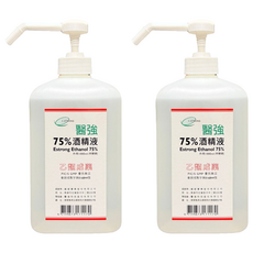 醫強 75%酒精液 含壓頭, 2個, 1000ml