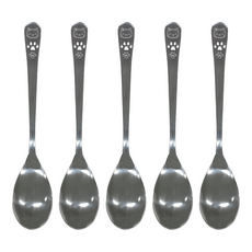 日本 echo 日本製貓咪不鏽鋼湯匙 18cm, 銀色, 5個