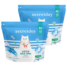 secretday 溫和棉感涼感衛生棉 翅膀型, 2個, 12片, M號