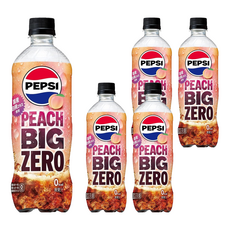 Pepsi Big 生可樂 白桃風味, 600ml, 5個