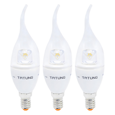 TATUNG 大同 LED拉尾節能燭型燈泡 全電壓 5W E14, 3個, 白光