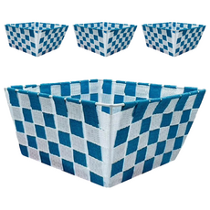 Edish 尼龍收納籃 桌上收納籃 編織收納籃 加高型, 顏色隨機, 4個