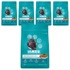 IAMS 愛慕思 健康優活 室內貓體重管理及化毛營養配方乾糧, 玉米, 1kg, 5袋