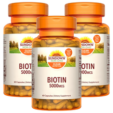 SUNDOWN NATURALS 日落恩賜 生物素 5000mcg + 鈣膠囊 960mg, 60顆, 3瓶