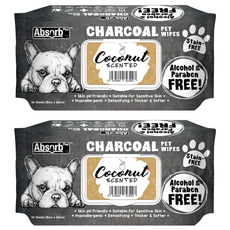 Absorb Plus 寵物活性碳濕紙巾 椰子香, 80張, 2包
