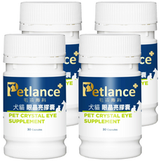 Petlance 毛孩專科 犬貓眼晶亮膠囊, 4個, 改善淚液/眼睛健康, 30顆