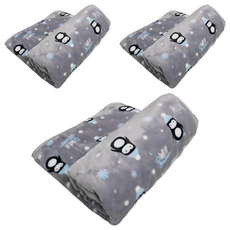 法蘭絨寵物毛毯 呆萌企鵝, 灰色, 3條