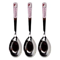 Dung Jin 敦景 hello kitty可愛不鏽鋼湯匙-粉色, Hello kitty 粉色, 3入